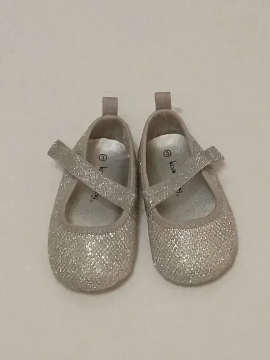KoalaBaby Baby Size 3 Silver Glitter Mary Jane Shoes