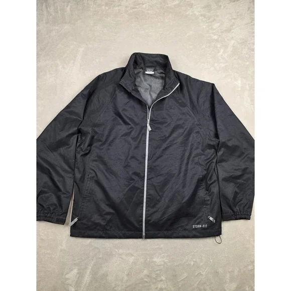 Nike Golf Storm-Fit Jacket Mens XL Black Full Zip Windbreaker Rain Coat 416278