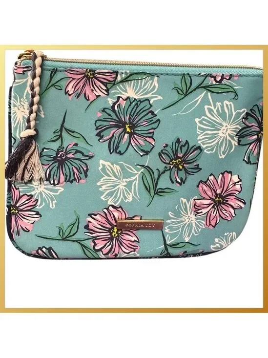 Sophia Joy Small Makeup Purse Kit Zip Tasseled Floral NWOT