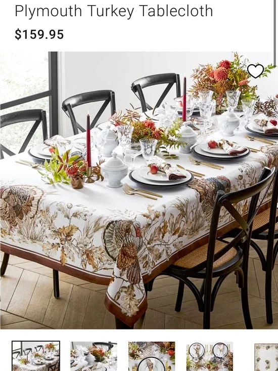 WILLIAMS SONOMA Plymouth Turkey Tablecloth