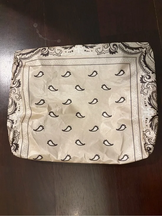 Hi Love Paisley-Print Cosmetic Pouch - Beige and Brown