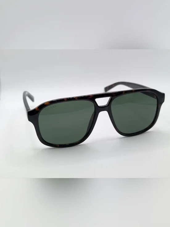 GUCCI Aviator Sunglasses Tortoise Shell Dark Green Lens GG1856S 002 w/ Case NEW