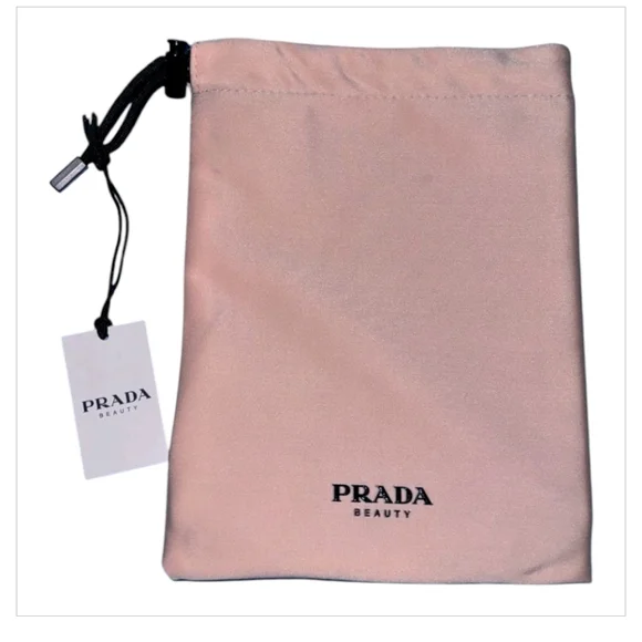 Prada Beauty Soft Barely Pink Black Reversible Makeup Cosmetics Jewelry Pouch