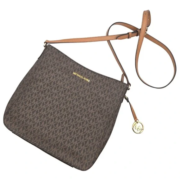 Michael Kors Jet Set Travel Large Logo Messenger Crossbody Bag Brown 35F8GTVM7B