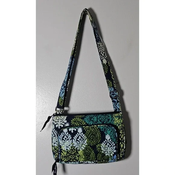 Vera Bradley Caribbean Sea Triple Zip Hipster Paisley Crossbody Shoulder Bag