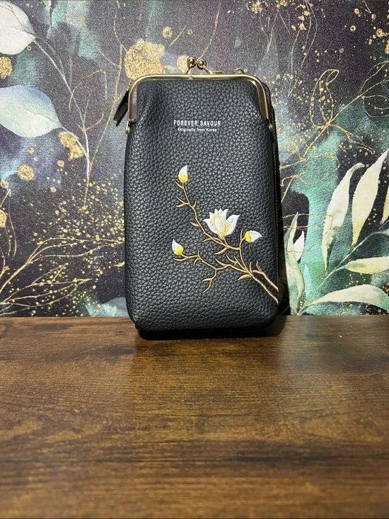 Black Embroidered Crossbody Bag