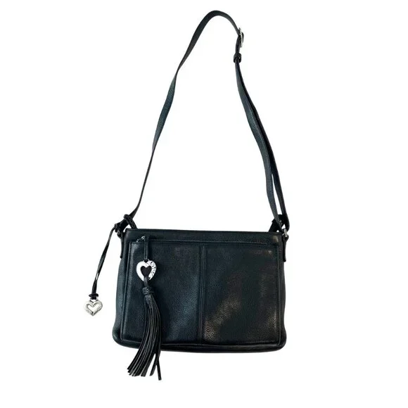 Brighton Barbados‎ City Organizer Purse Black Pebbled Leather Bag