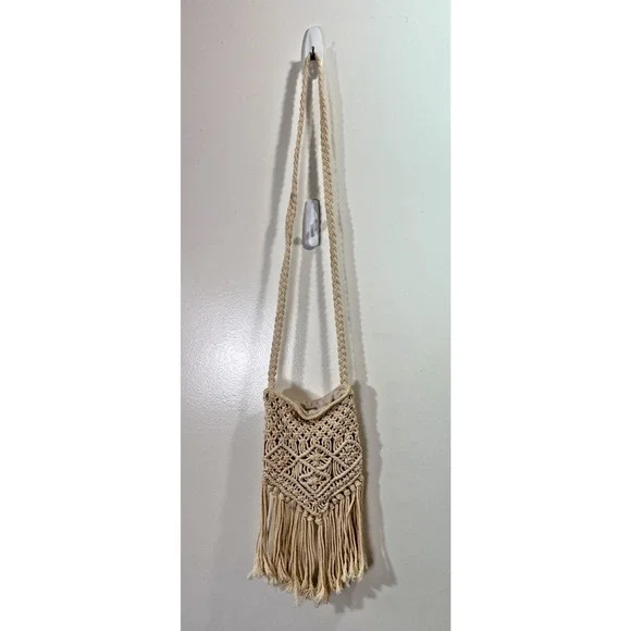Unbranded Women’s Crochet Crossbody Bag Size OS Cream Boho Festival Beachy Artsy