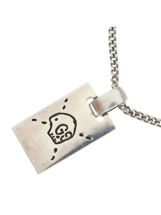 Gucci Ghost Skull Necklace Plate Motif Silver