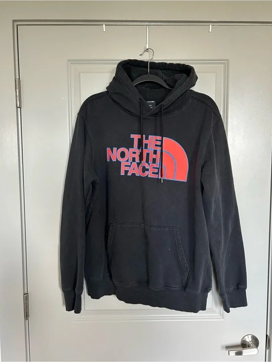 The North Face Black Pullover Hoodie with Red Logo