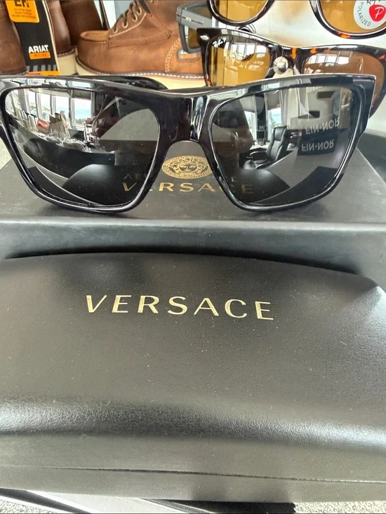 Versace Black Men's Sunglasses with Dark Lenses