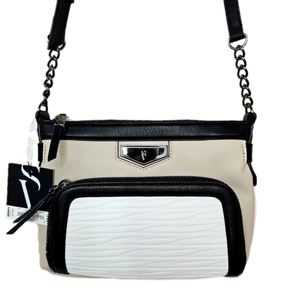 Simply Very Wang Chain Strap Colorblock Crossbody Bag‎ Faux Leather Purse Edgy
