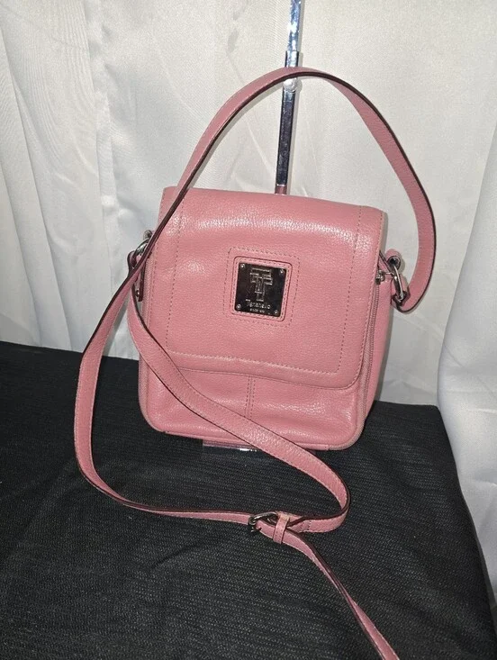 TIGNANELLO RARE GENUINE Pink Leather 3 DIVIDER Crossbody Bag