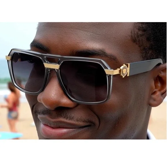 Gray Frame Aviator Sunglasses ‎ Driving Outside Wear Flat Lens Comfortable Large