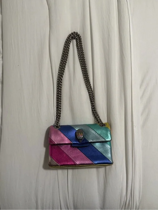 Kurt Geiger Multicolor Metallic Stripe Crossbody Bag with Chain Strap