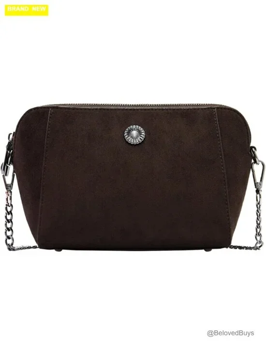Faux Suede Crossbody Bag with Adjustable Strap