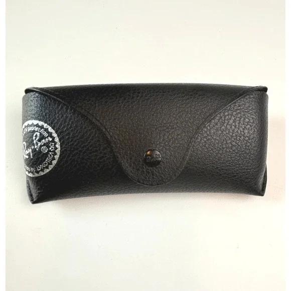 Ray-Ban Sunglasses Case Black Faux Leather OS Classic Snap Closure Logo