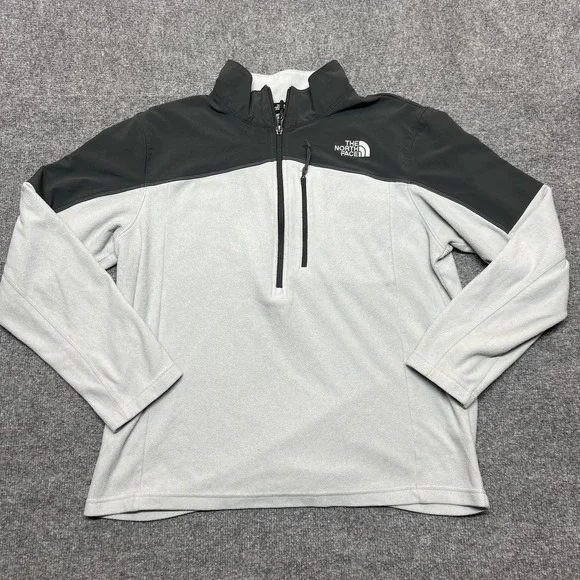 The North Face Jacket Mens L Gray Fleece 1/4 Zip Pullover Windbreaker Outdoor