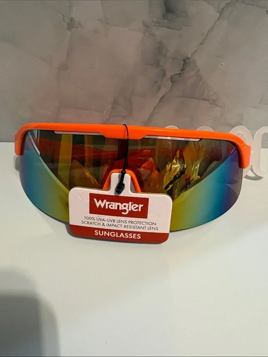 Wrangler Orange Frame Rainbow Mirrored Lens Sports Sunglasses