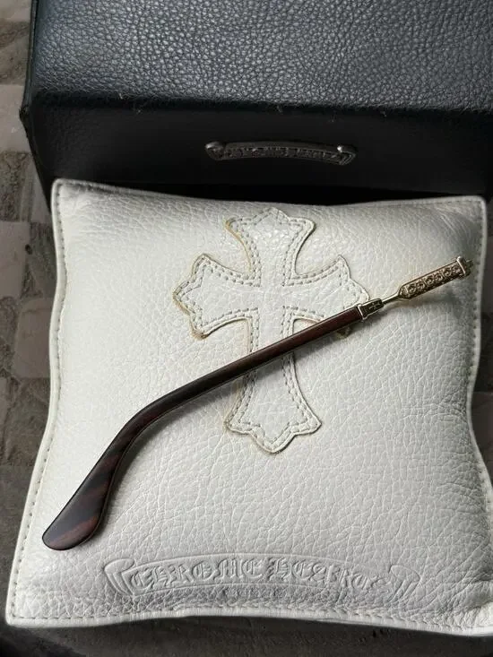 Chrome Hearts Vertical Smile Wood Right Temple Gold Plated Hardware Rare