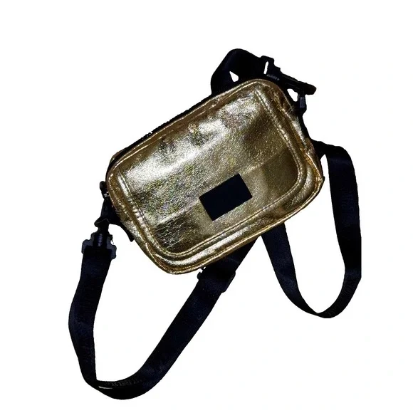 VICTORIA'S SECRET PINK CROSSBODY FANNY PACK BELT BAG ZIP TOP PURSE GOLD METALLIC