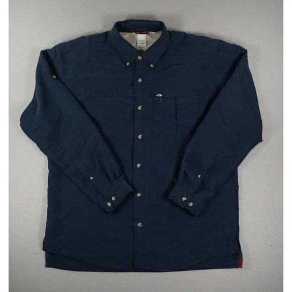The North Face Mens LS Button Down Utility Shirt Navy Blue Large Gorpcore