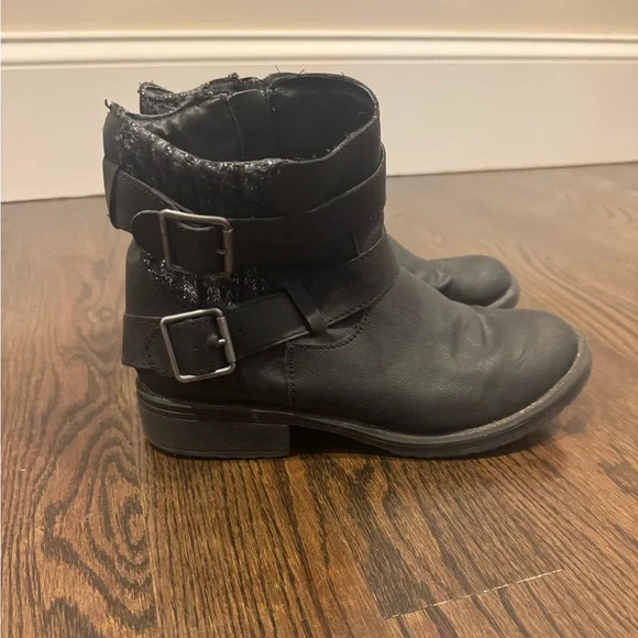 Candie's Black Kids Boots with Double Buckles