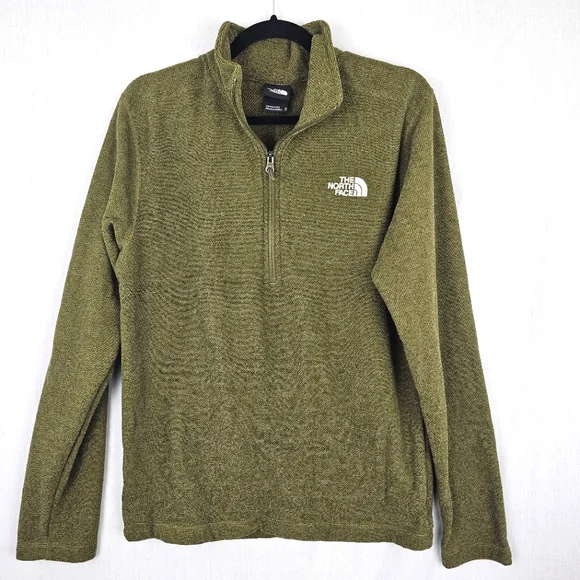 The North Face 1/4 Zip Pullover Jacket Fleece Green Textured‎ Men's Size Medium