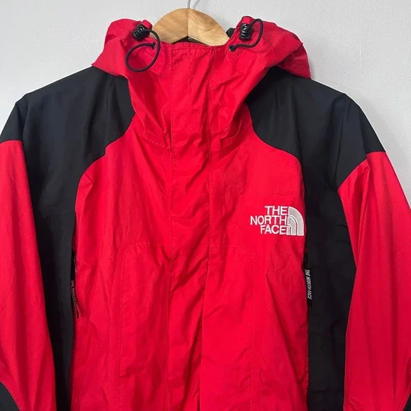 The North Face Mountain Jacket Mens L Red Black Gore-Tex Hooded Vintage Shell
