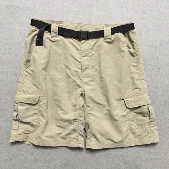 The North Face Cargo Shorts‎ Mens Large Beige Hiking Trail Travel Outdoor Belted