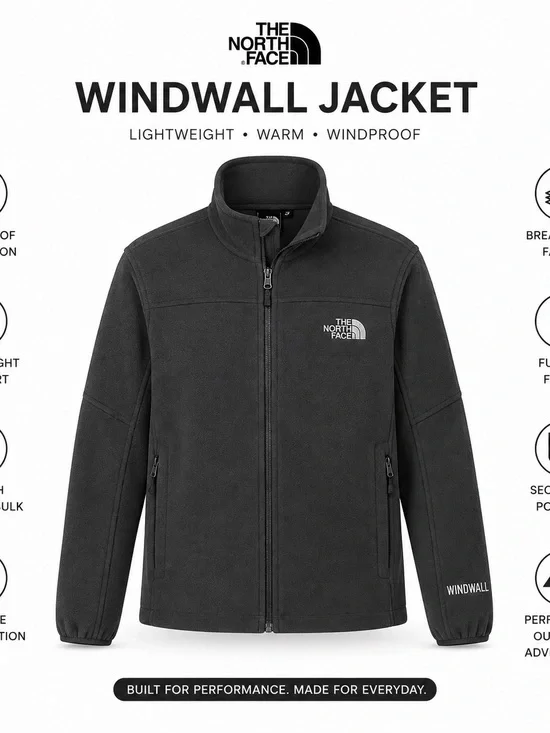 The North Face WindWall Fleece Jacket Men’s Large Black Full Zip Gorpcore TNF