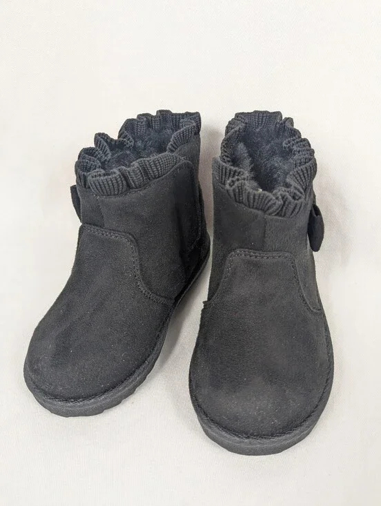 Black Faux Suede Fur Lined Boots