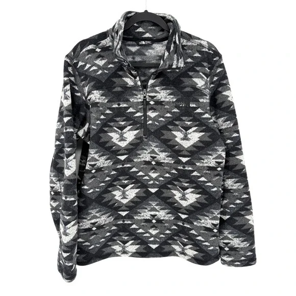 The North Face Fleece Pullover Aztec Southweat M Gray 1/4 Zip Gorpcore Sweater