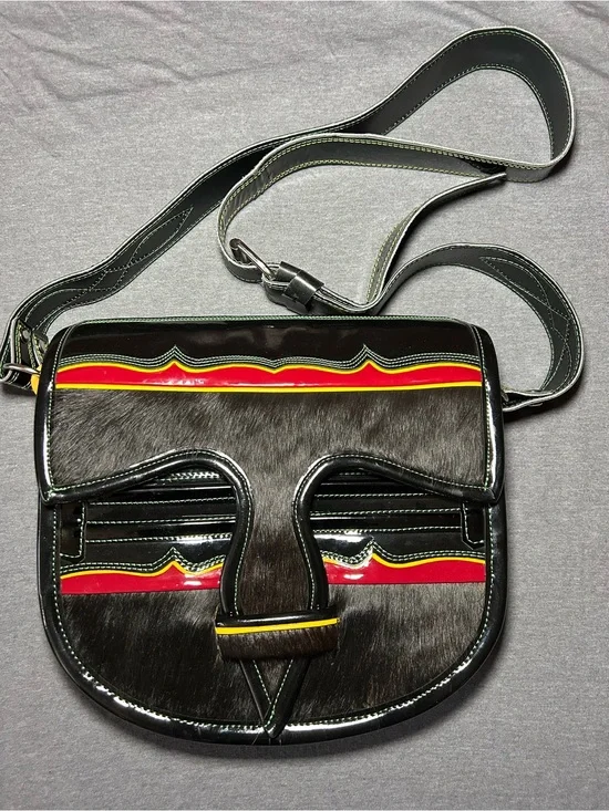 Jericho Dario Agudelo BlackCrossbody Bag with Leather & Hair Hide