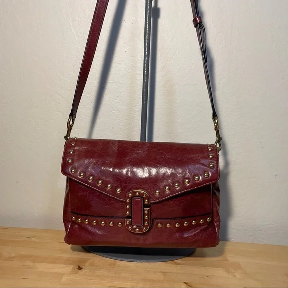 The Marc Jacobs Red Leather Studded Envelope Crossbody Bag