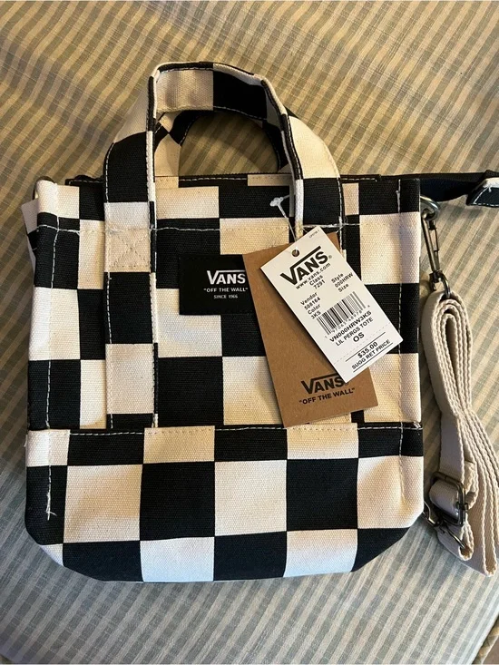 Vans Checkerboard Crossbody Tote - Black & White