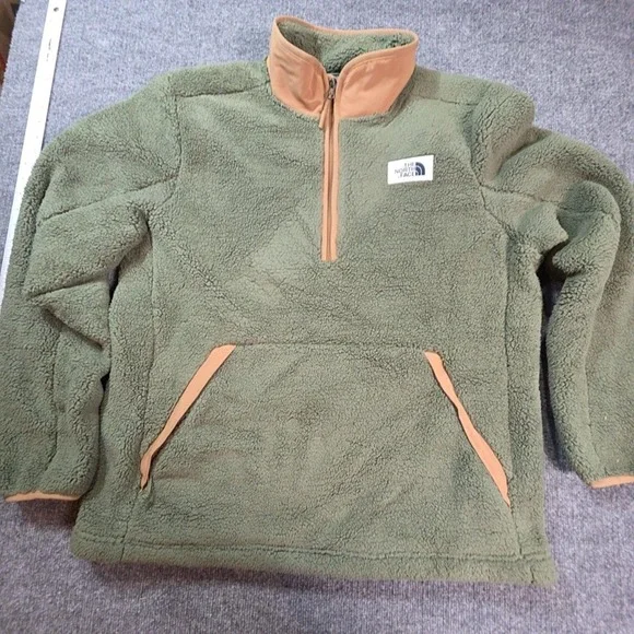 The North Face Jacket Mens XL Green Fleece 1/4 Zip Anorak Pullover Outdoor