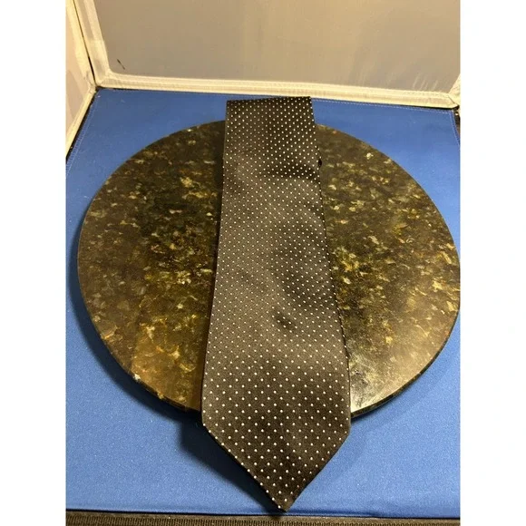Tommy‎ Hilfiger Men's Black Polka Dot Silk Classic Length Tie