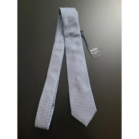 T.M.‎ Lewin Jermyn St. London Pure Silk Tie Handmade Textured Diamond Navy NEW