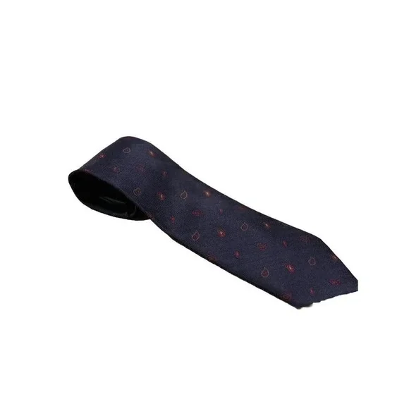 Vintage Brooks Brothers Blue Paisley Silk Tie USA Made Yellow Red‎ 59.5L x 3.75W
