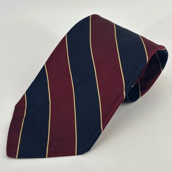 Robert Talbott Tie Mens OS Burgundy Navy Gold Repp Stripe Silk Nordstrom USA