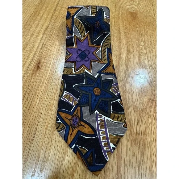 Vintage Marina di Carrara Silk Tie Abstract Art‎ Deco Handmade XL 60.5x4 EUC