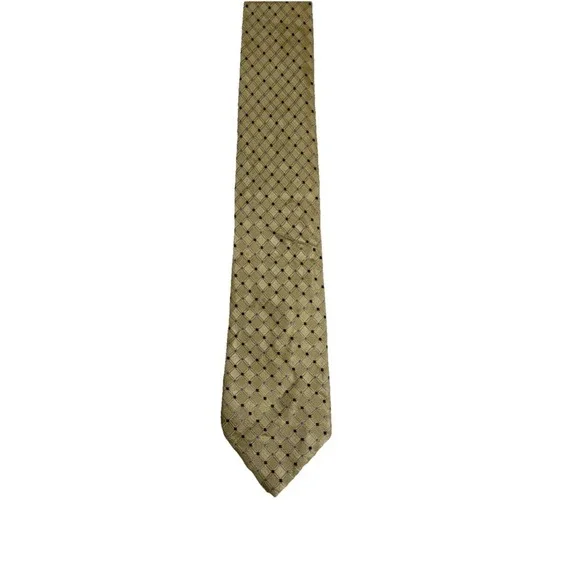 U.S.‎ Polo Assn. Necktie Mens OS Gold Geometric Grid Silk Excellent 3.5in Blade