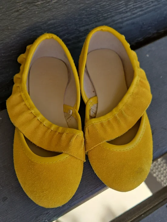 Girls' Yellow Ruffle Mary Jane Flats