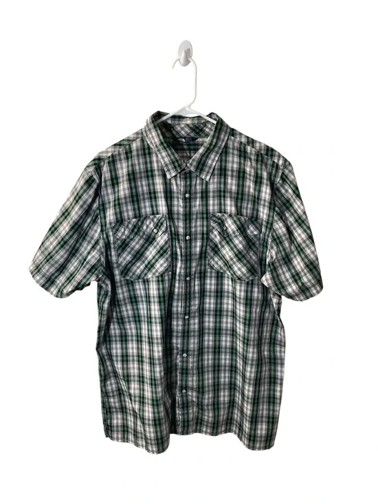 The North Face Men’s Green Plaid Short-Sleeve Button-Up Shirt