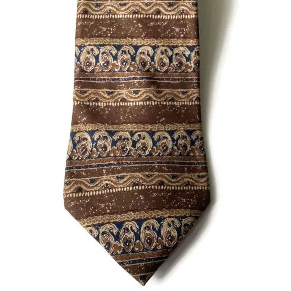 Vtg. Tommy Hilfiger Brown Paisley Silk Tie