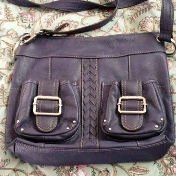 Tignanello Blue Leather Hobo Bag