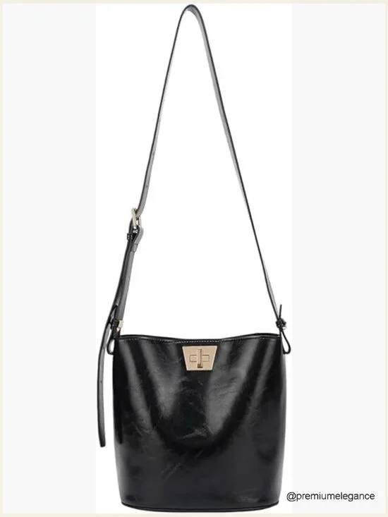 Vegan Leather Hobo Shoulder Crossbody Purse with Twist Lock