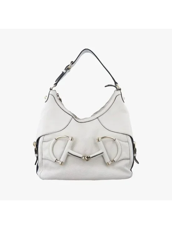 Gucci Heritage Horsebit Hobo White Leather