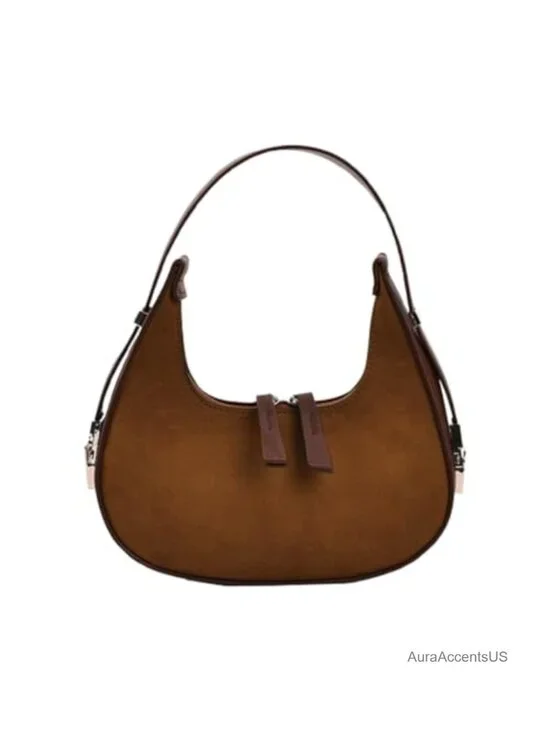 Women's Suede Crescent Hobo Bag Shoulder Purse Tote Handbag Y2K Retro